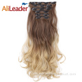 Syntetisk Clip In Hair Extensions Body Wave Hairpiece